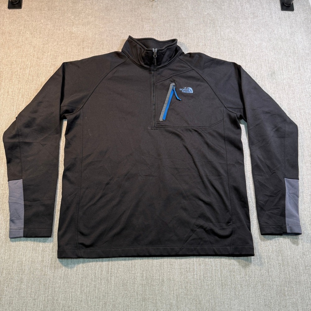 The North Face Mens Black Quarter Zip Pullover Fleece Lined Jacket Large